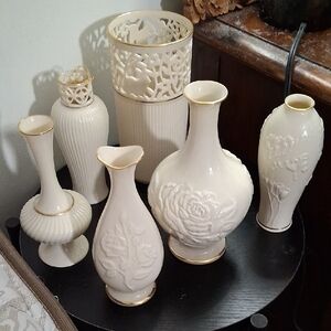 Elegant Cream Vase Set Lenox Vintage 6 Vases